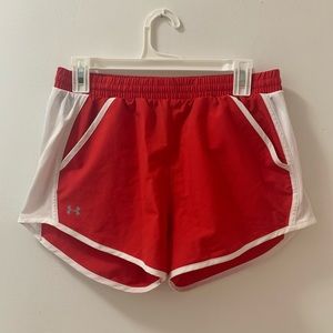 Under Armour red track shorts with pockets